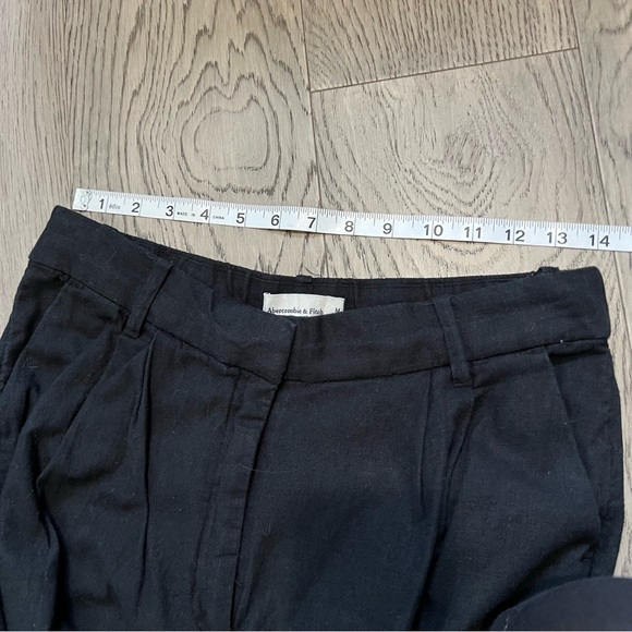 Abercrombie & Fitch Black Dress Pants High-Waisted Pleated Linen Cotton Blend - Picture 6 of 8